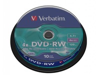 10 PŁYT DVD-RW VERBATIM 4.7GB WIELOKROTNY ZAPIS !!