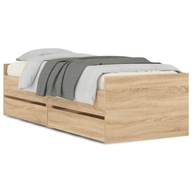 Rama łóżka z szufladami, dąb sonoma, 100x200 cm