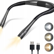 LED lampa na čítanie kníh na krk, flexibilné USB nabíjanie