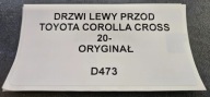 door left front TOYOTA COROLLA CROSS 20- original