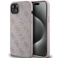 Etui Guess iPhone 15 / 14 / 13 różowy 4G Leather Metal Logo MagSafe