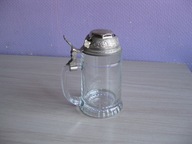 Stary niemiecki szklany kufel z dzwonkiem