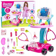 Mały Doktor Lekarz Zestaw Lekarski Różowy Wózek Mobilny Akcesoria PREZENT