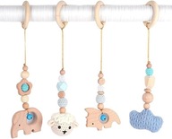 Drevený hrací luk pre bábätká posilňovňa so 4 dielikmi