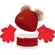3 szt. Zimowa czapka dla niemowląt szalik i rękawiczki zestaw maluch Bonnet śliczne czapki z dzianiny 1-3 lata