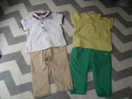 h&m zestaw spodnie koszulki modny boy 74-80