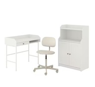 IKEA HAUGA Kombinácia písací stôl skrinka stolička béžová