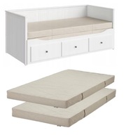 IKEA HEMNES | Łóżko rozkładane | Białe + 2 materace sprężynowe