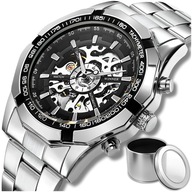 FÉRFI MECHANIKUS KARÓRA AUTOMATA ACÉL LUXUS WINNER + DOBOZ