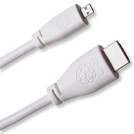 Kabel przewód microHDMI - HDMI 2.0 oryginalny biały 1m dla Raspberry Pi 4 5