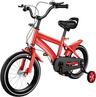 14" detský bicykel s červenými stabilizačnými kolieskami
