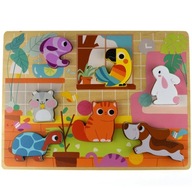 Tooky Toy Fa Puzzle Állatok Otthon Fit Formák
