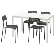 IKEA MELLTORP/ADDE Stôl a 4 stoličky biela-čierna