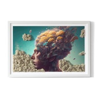 Obraz z machu Muž s hlavou v oblakoch 60x40