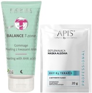 GOMMAGE PEELING Z KWASAMI AHA + OXY O2, DOTLENIAJĄCA MASKA ALGOWA 20G APIS