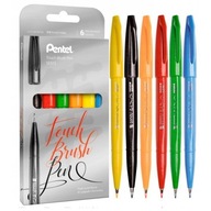 PISAKI PĘDZELKOWE DO KALIGRAFII I LITERNICTWA BRUSH INTENSYWNE PENTEL 6szt.