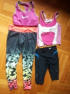 zestaw ubrań sportowych fitness damski NIKE ADIDAS 4 sztuki rozm S i M