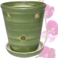 Kerámia kaspó orchideákhoz Ø-14 cm + csészealj
