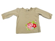 Beżowa bluzeczka groszki kwiaty H&M bawełna 68