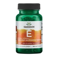 SWANSON Vitamin E 400IU 100 SoftGels PRIRODZENÁ VIT