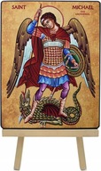 MAJK Ręcznie wykonana ikona religijna ARCHANIOŁ MICHAŁ 25 x 33 cm Duża