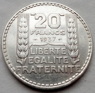 Francja - 20 franków - 1937 - srebro