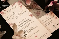 Zaproszenia Ślubne BOHO, Zaproszenie z różowym motywem i KALKĄ z nadrukiem