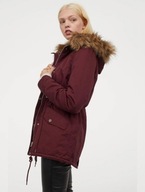 H&M Ocieplana parka kurtka kapturem futerkiem damska Burgundowa 44 XXL 2XL