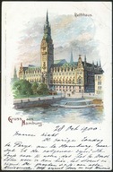 Gruss aus Hamburg. Rathhaus - Verlag Wulffsohn Hamburg 1900 Litho