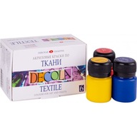 Zestaw farb do tkanin 6 kol x 20ml DECOLA Textile