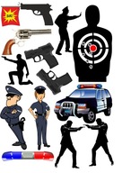 OPŁATEK URODZINOWY DODATKI POLICE POLICJA BROŃ PISTOLET COP A4