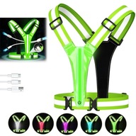 ODBLASKOWA KAMIZELKA LED DO BIEGANIA NA SPACER ROWER ZIELONA USB-C do joggi