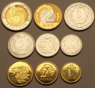 1 gr grosz - 5 złotych 2023. 9 szt. Mennicze Piękne