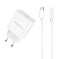 Ładowarka Typ-C Jellico + kabel Lightning zestaw biała szybka 20W do iPhone