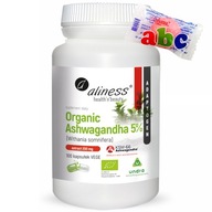 Aliness Organic Ashwagandha 5% KSM-66 200mg x 100 kaps VEGE BEZ KALTOZY