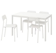 IKEA MELLTORP/ADDE Stôl a 4 stoličky biela 125 cm