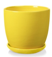 Doniczka Osłonka Ceramiczna z podstawką 17x16 cm żółta