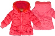 Kabát prešívaná zimná bunda lososová ružová kožušinka 86/92