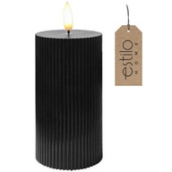 Vysoká vosková LED svíčka s efektem plamene, ozdobná, černá, 15 cm