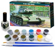 CZOŁG MODEL DO SKLEJANIA T-34 RUDY 102 ŚREDNI + KLEJ + PĘDZLEKI + FARBY