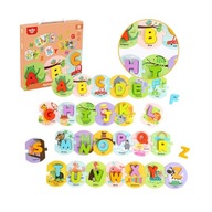 TOOKY TOY Drevené Montessori puzzle Puzzle Učenie Abeceda Písmeno slov A