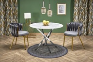 RAYMOND 3 stôl, doska - biely mramor, nohy - strieborný glamour okrúhly