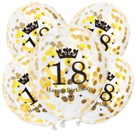 balony z konfetti złote 18 URODZINY transparentne