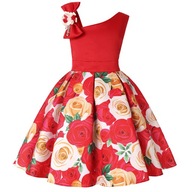 sukienka dla dzieci, suknia z nadrukiem w róże 2N7
