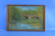 ANTYK. Pejzaz Most Obraz Olejny + Drewniana rama