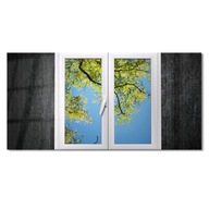 Obraz szklany do salonu Okno widok drzewo 120x60