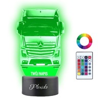 Lampka Nocna LED 3D TIR Mercedes Ciężarówka Prezent Twój Napis Imię Grawer