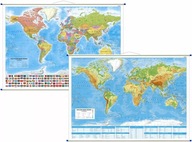 Świat mapa ścienna AKTUALIZACJA WYDANIA NA 2025 ROK dwustronna 140x100 cm