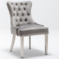 Krzesło Glamour Stone- srebrne, szare, pikowane
