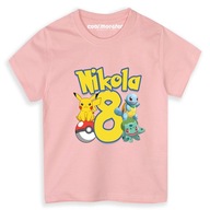 Pokémon Detské tričko T-Shirt s menom a číslom Darček k narodeninám